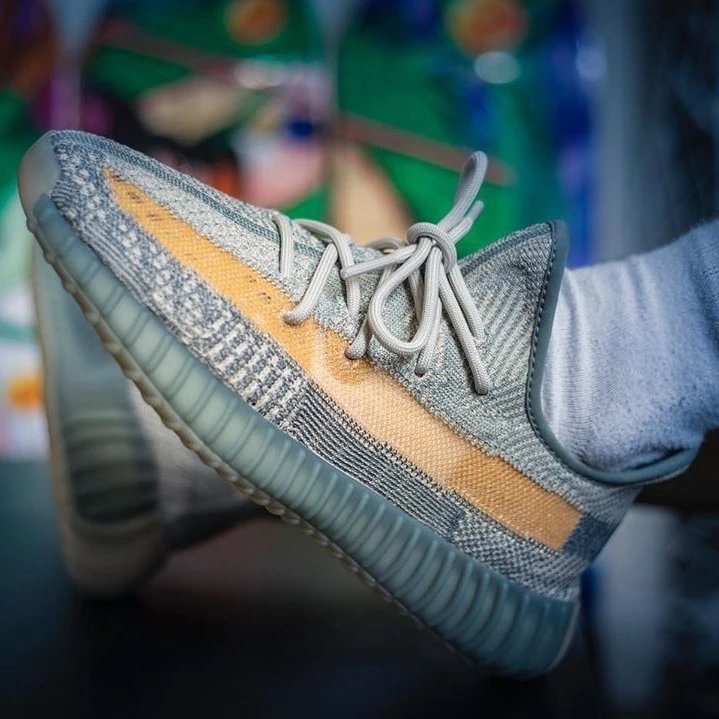 Grey Blue Orange/Yeezy Boost 350 V2 Israfil Ash Pearl Gradient Side Stripe FZ5421