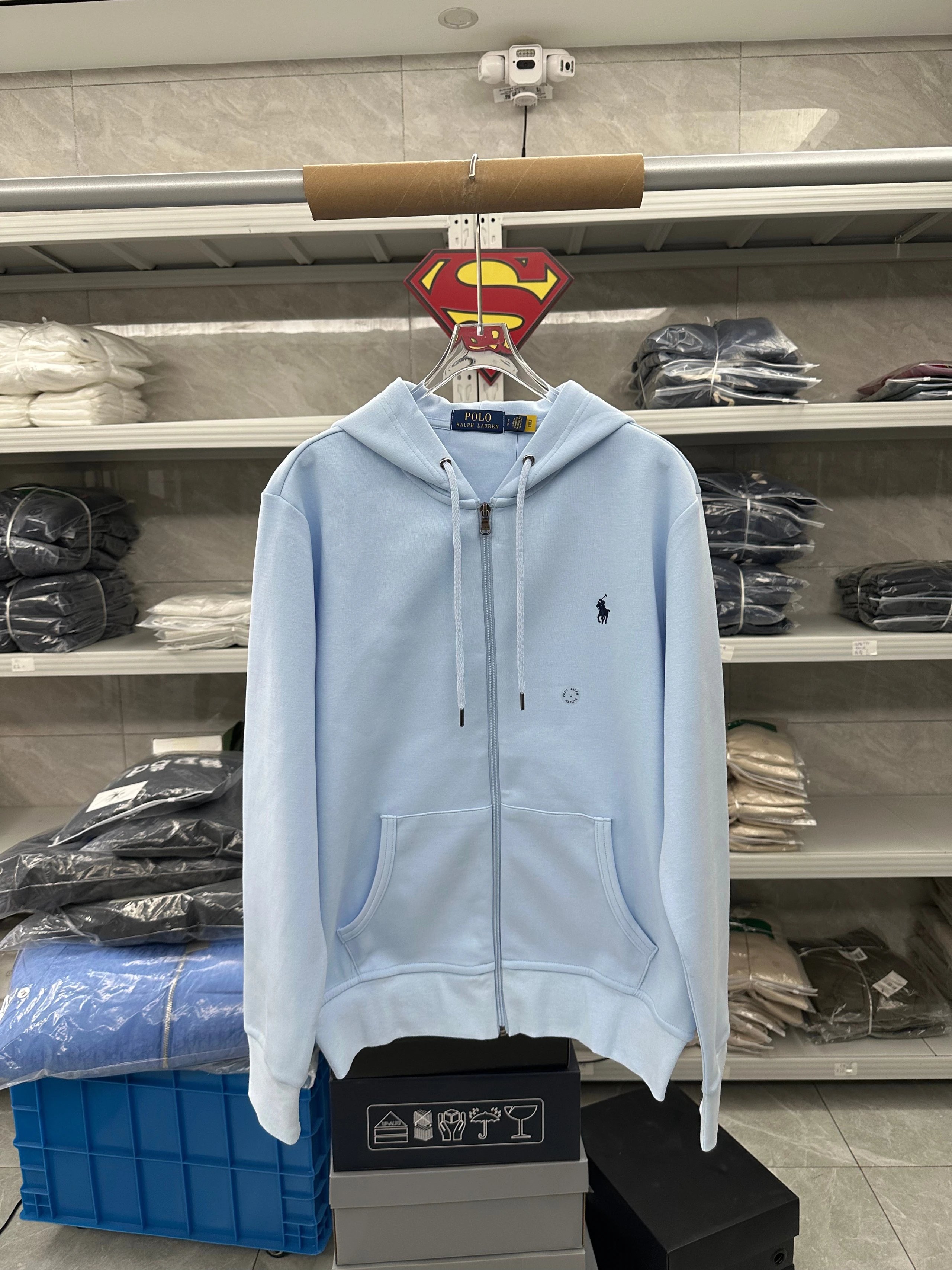 002FP-RL - Unisex Hooded Long Sleeve Cardigan - Sky Blue