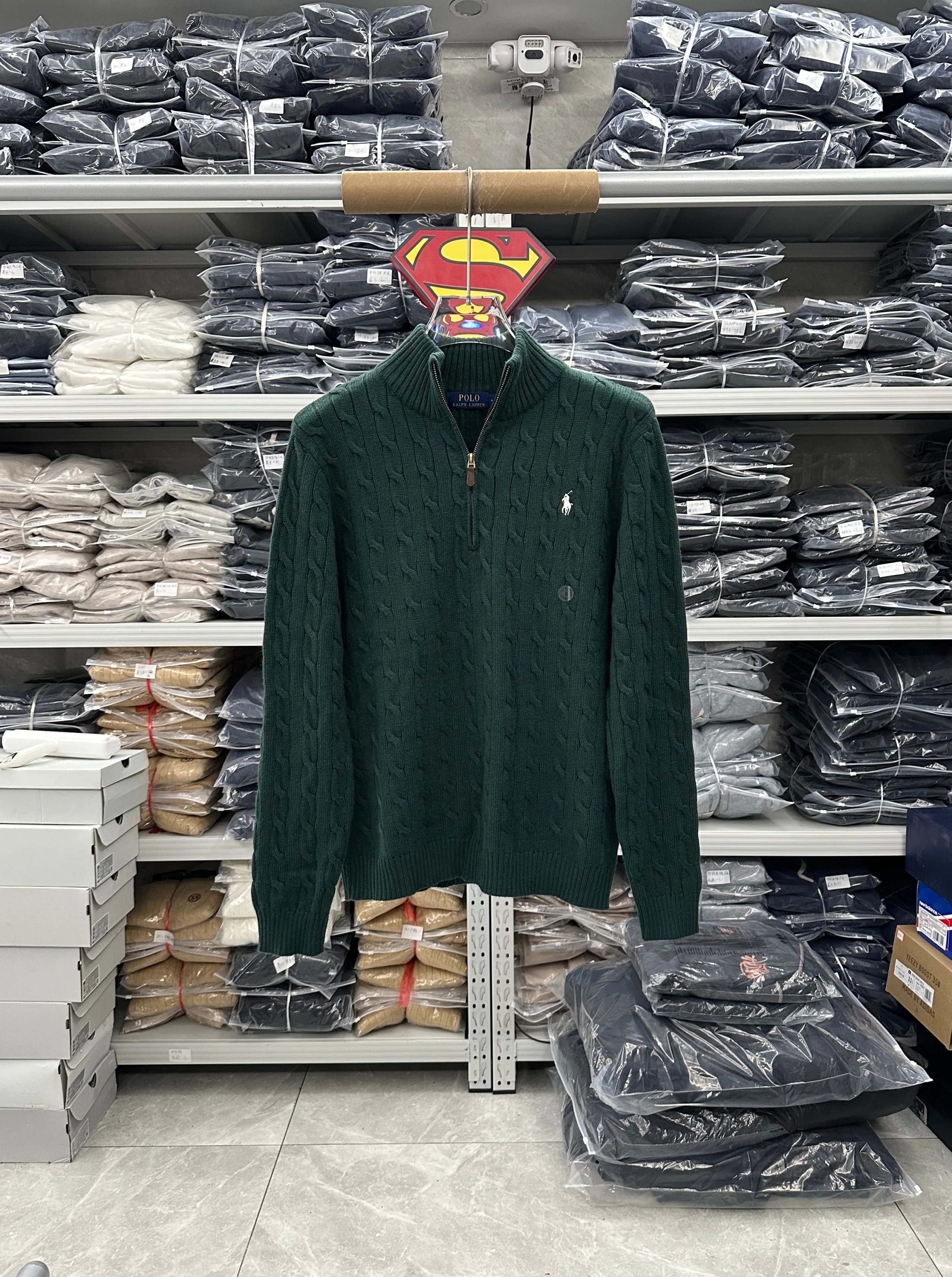 395FP-RL - Men's Half Zipper Sweater - Dark Green