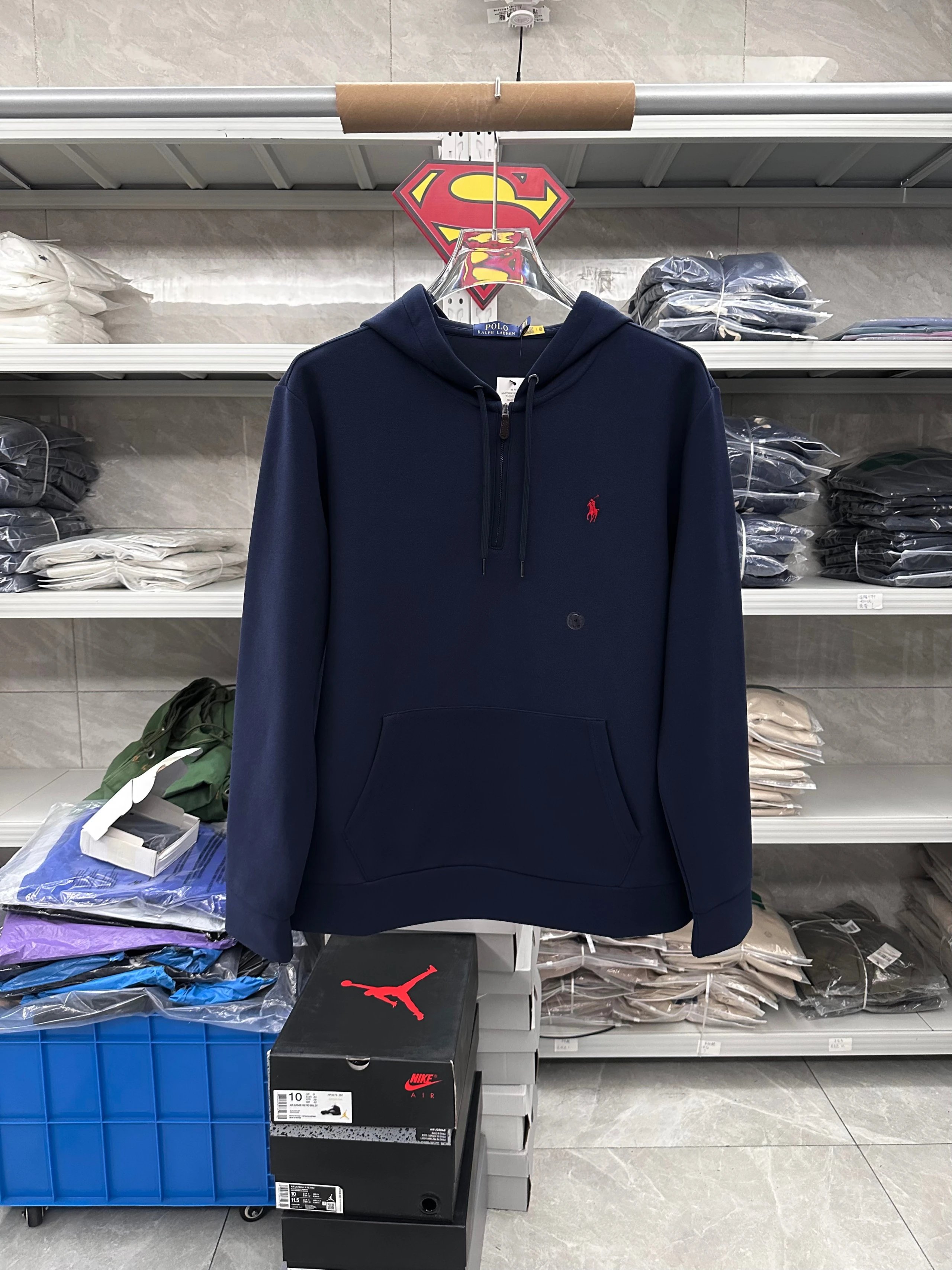 221FP-RL Men's Half-Zip Long Sleeve Hooded Sweatshirt - Royal Blue