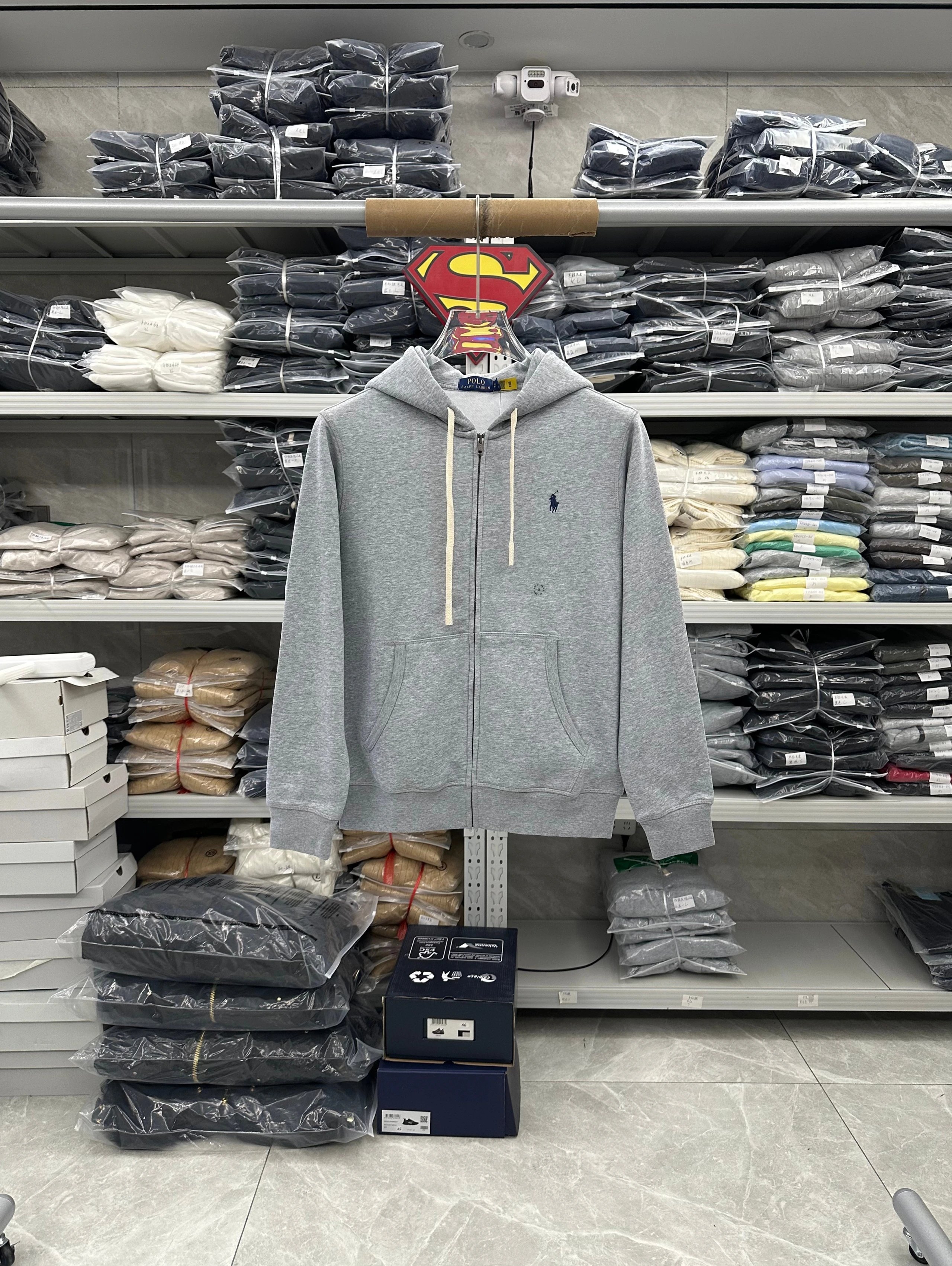 225FP-RL - Men's Fleece Hooded Long Sleeve Cardigan - Gray