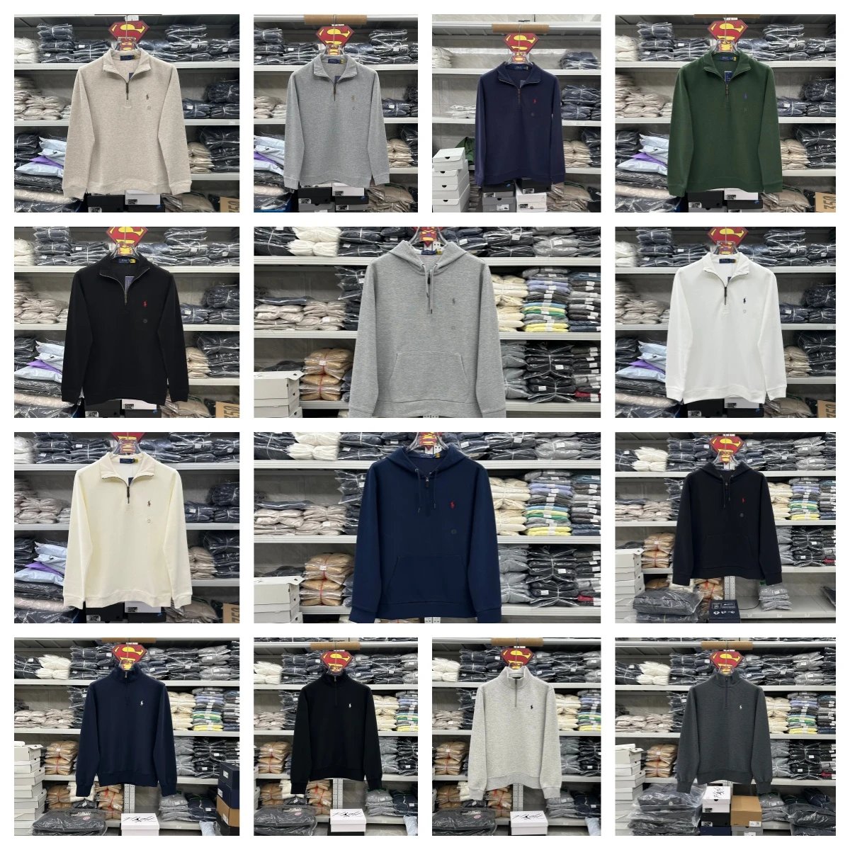 Men's Half-Zip Long Sleeve Polo Shirt (Size Chart in Details) 035 036 037 038 039 040 041 221 222 836 837 838 839