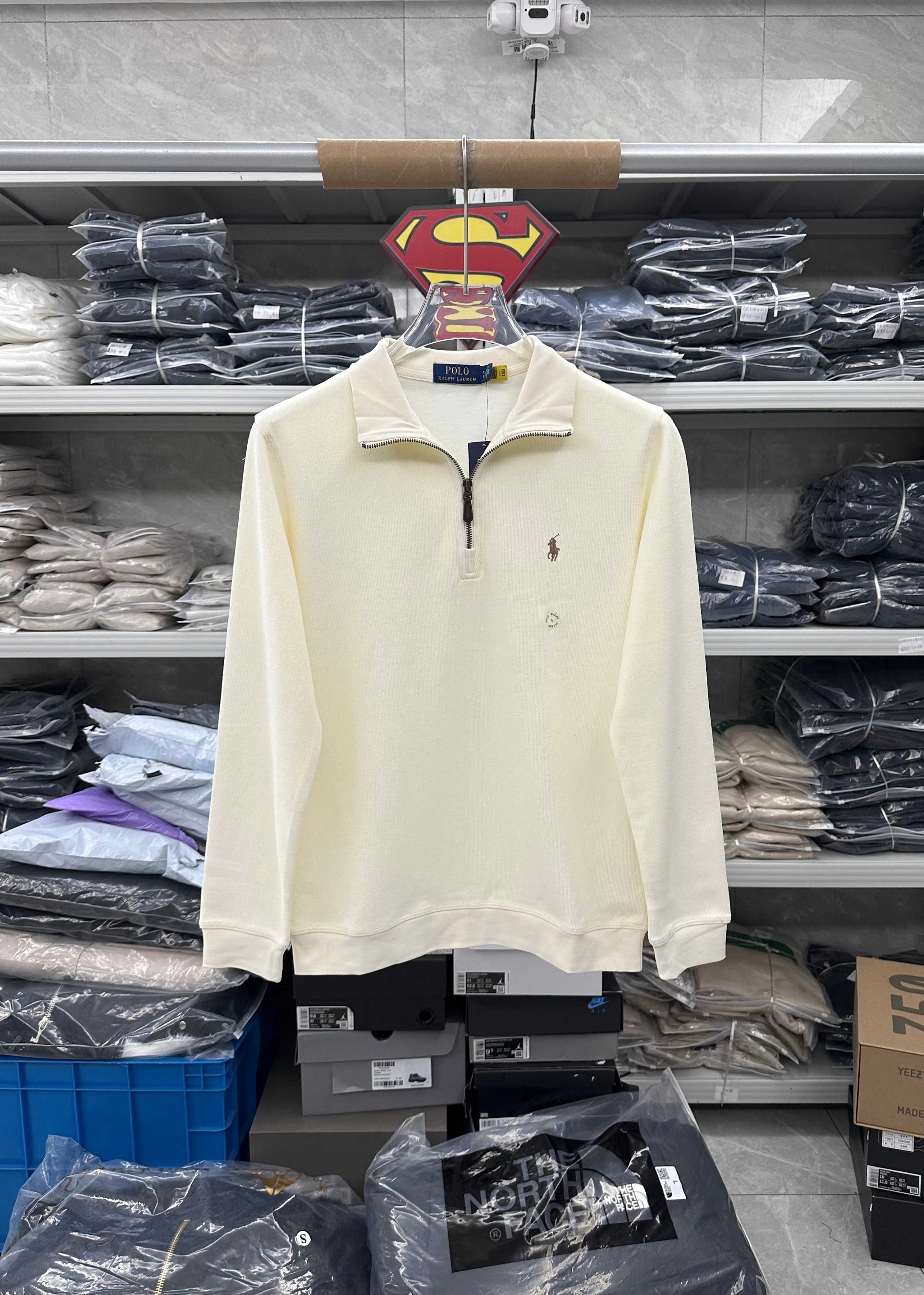 035FP-RL Men's Half-Zip Long Sleeve Polo Shirt - Apricot