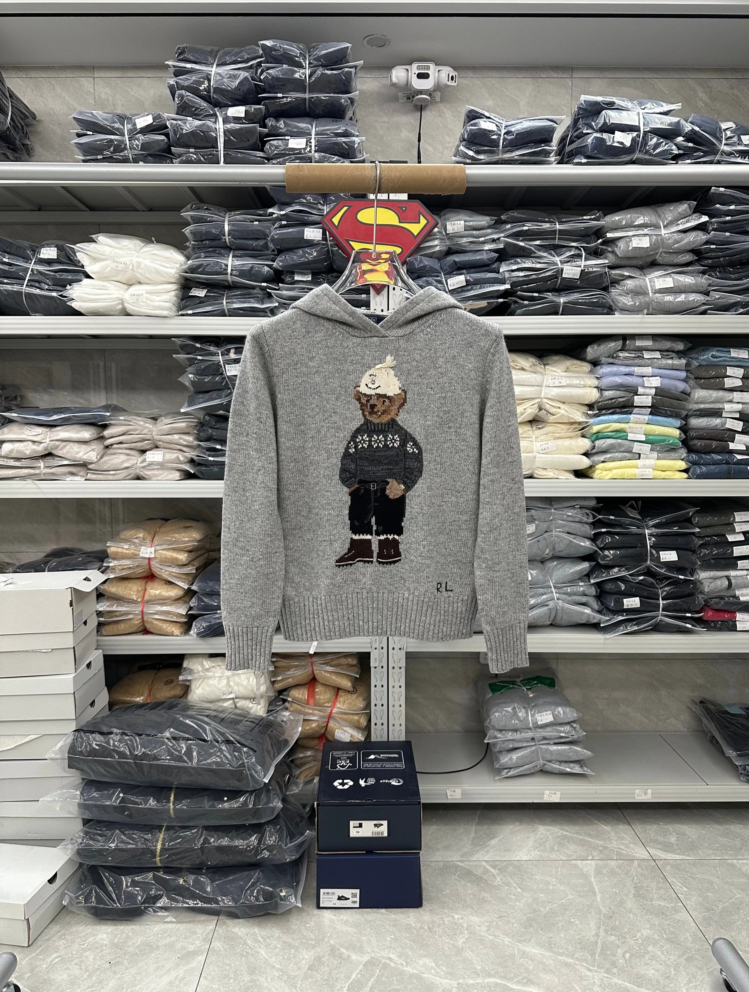 964RY-RL-Men's and Women's Wool Sweater-Hooded Gray