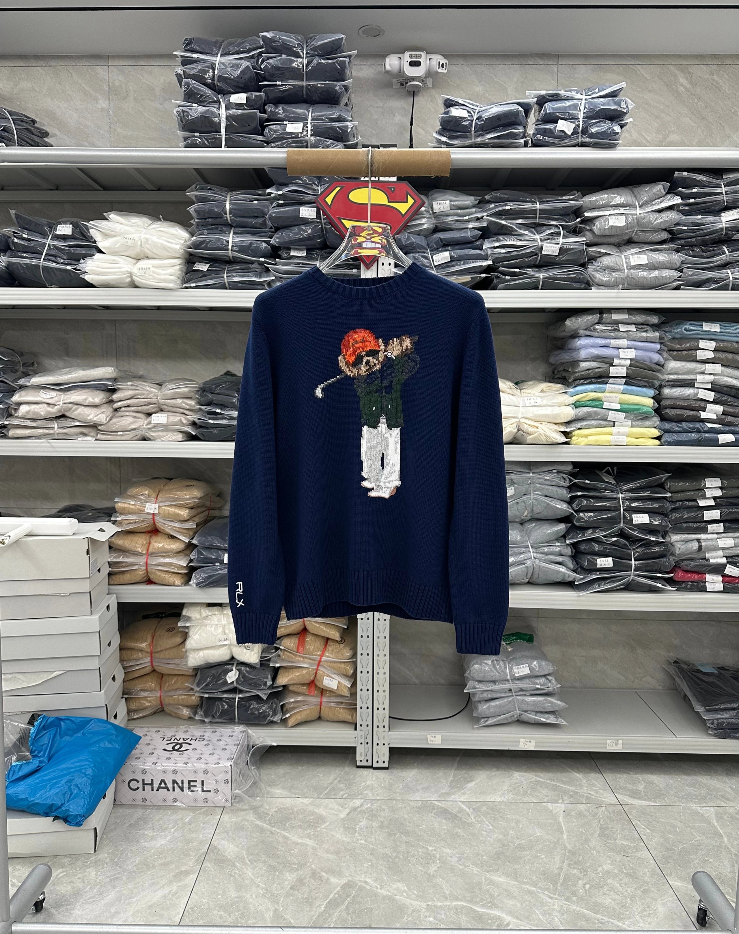 950RY-RL-Men's Cotton Sweater-Swinging Bear Navy Blue