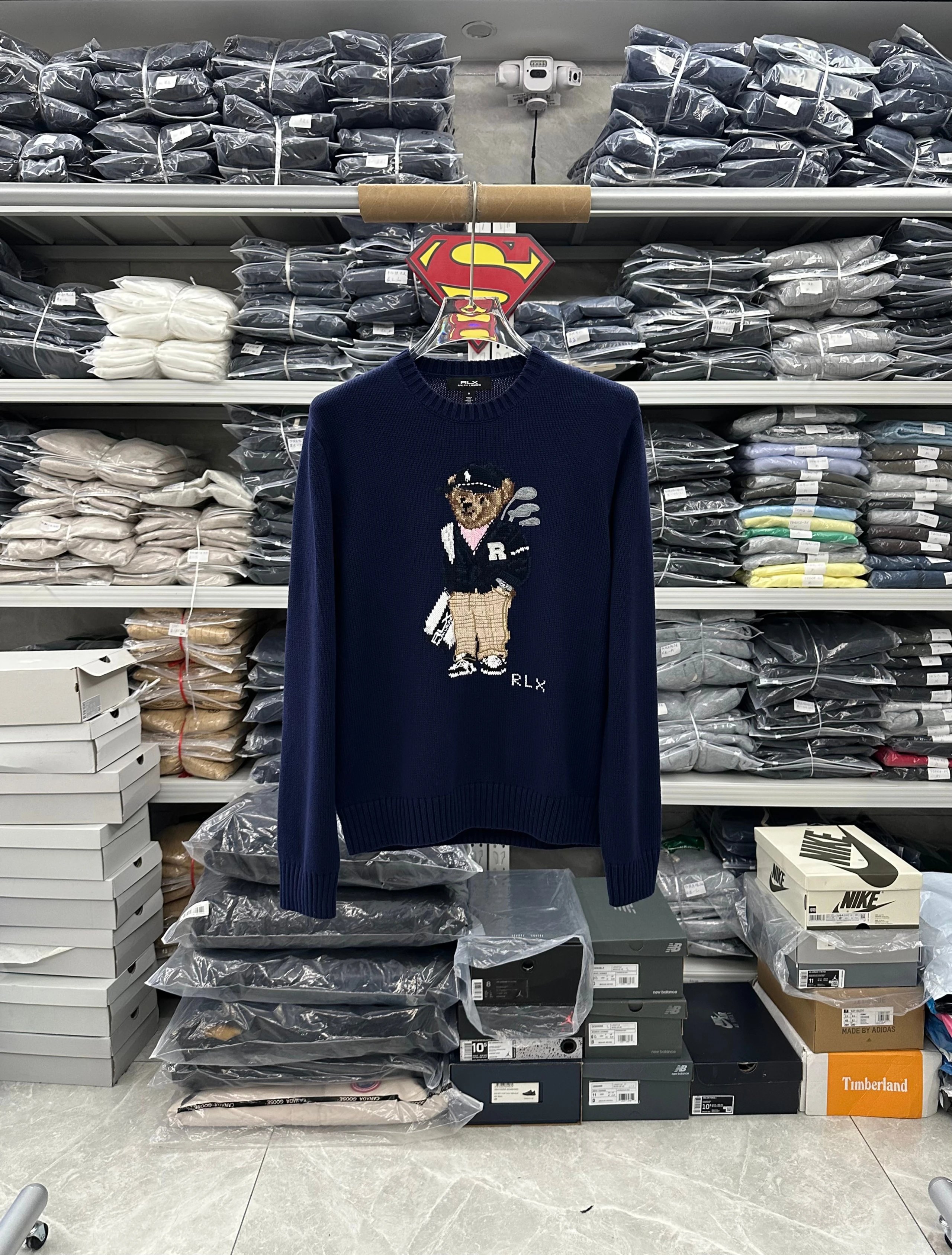 533YK-RL-Men's Cotton Sweater-Golf Club Bear Navy Blue