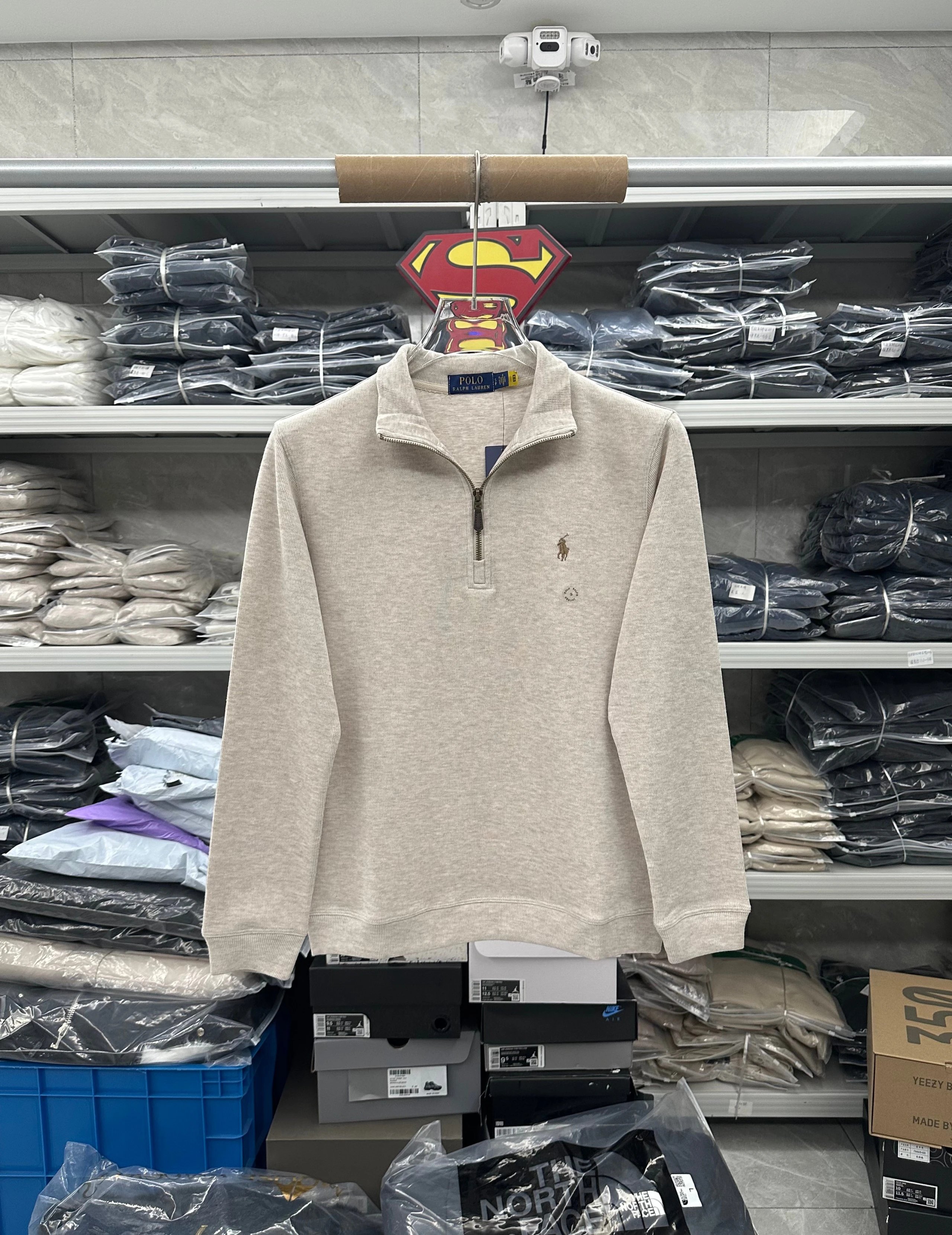 036FP-RL Men's Half-Zip Long Sleeve Polo Shirt - Light Camel