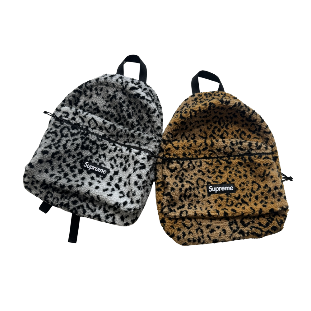 [street supplier]17fw Leopard Fleece Backpack Leopard Print Stuffed Backpack School Bag