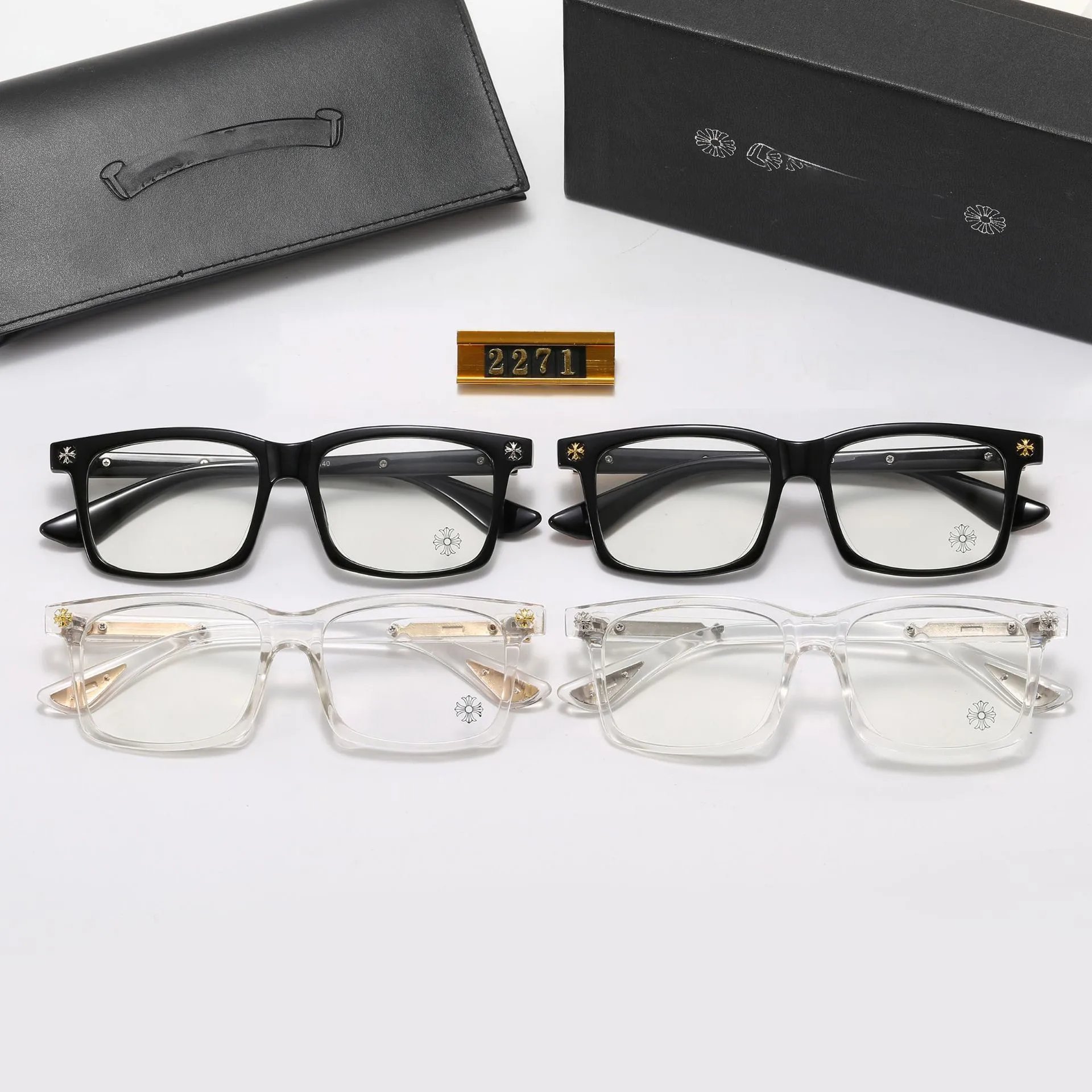 WOM - Horseshoe Cross European and American Sun Box Sunglasses Retro Glasses Eyeframe Ins Men's and Women's Fashion Glasses