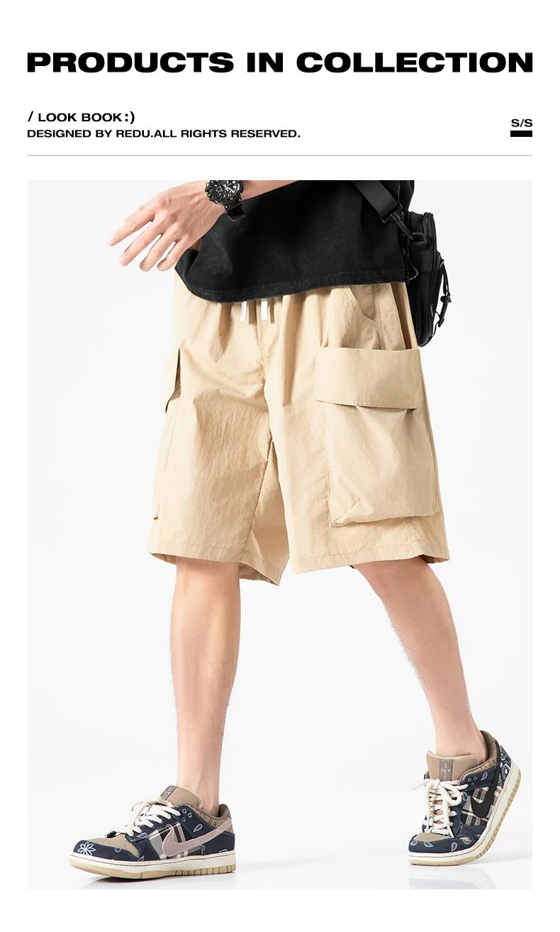 JOSEPHSCHELLING cargo shorts men's summer ice silk thin sports mid-pants loose casual casual pants