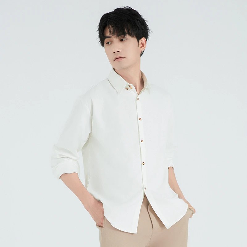 JOSEPH SCHELLING pleated texture shirt men's spring new long-sleeved loose casual shirt Korean style trendy iron-free drape shirt