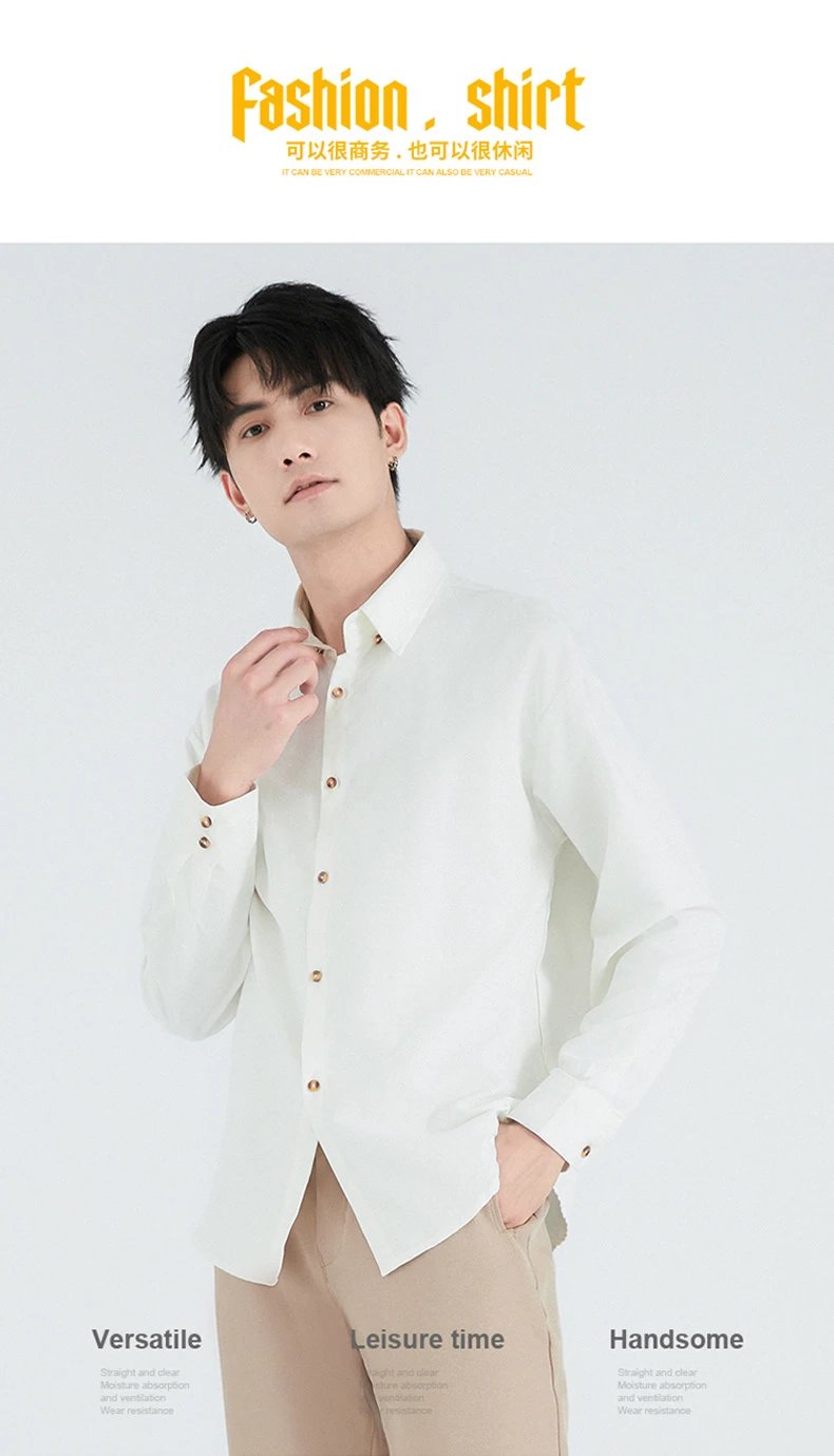 JOSEPH SCHELLING pleated texture shirt men's spring new long-sleeved loose casual shirt Korean style trendy iron-free drape shirt