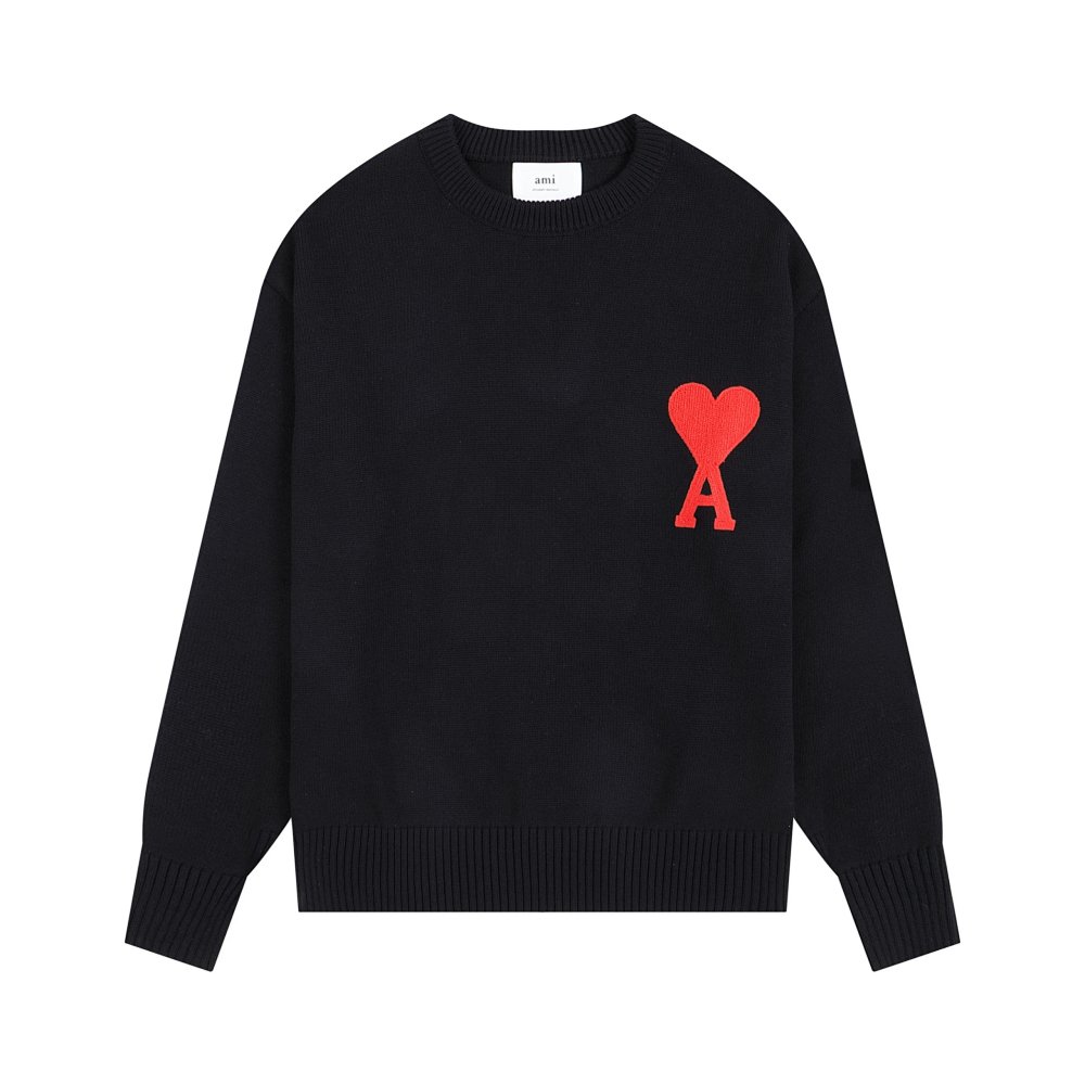 AMI Paris Heart-Logo Crewneck Sweater