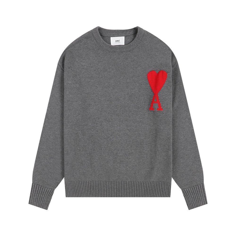 AMI Paris Heart-Logo Crewneck Sweater