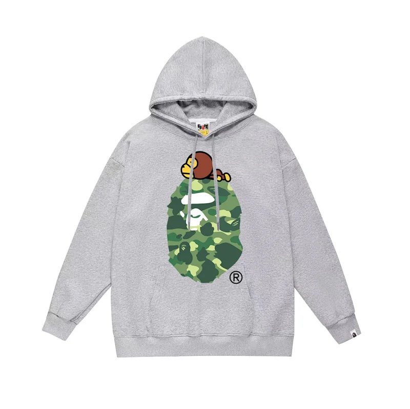 Printed Hooded Terry Pullover Sweater Casual Loose Long Sleeve