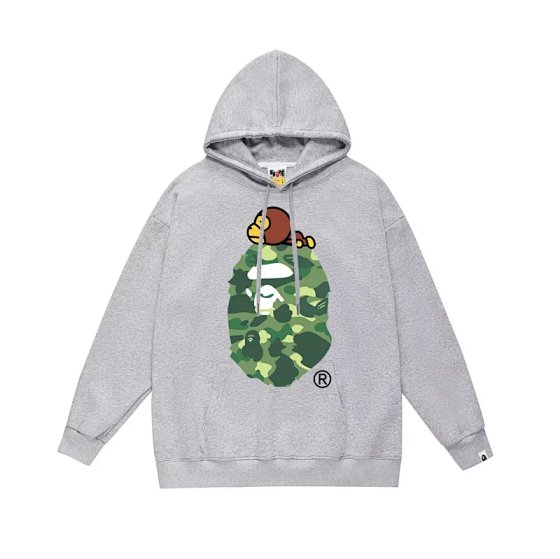 Printed Hooded Terry Pullover Sweater Casual Loose Long Sleeve