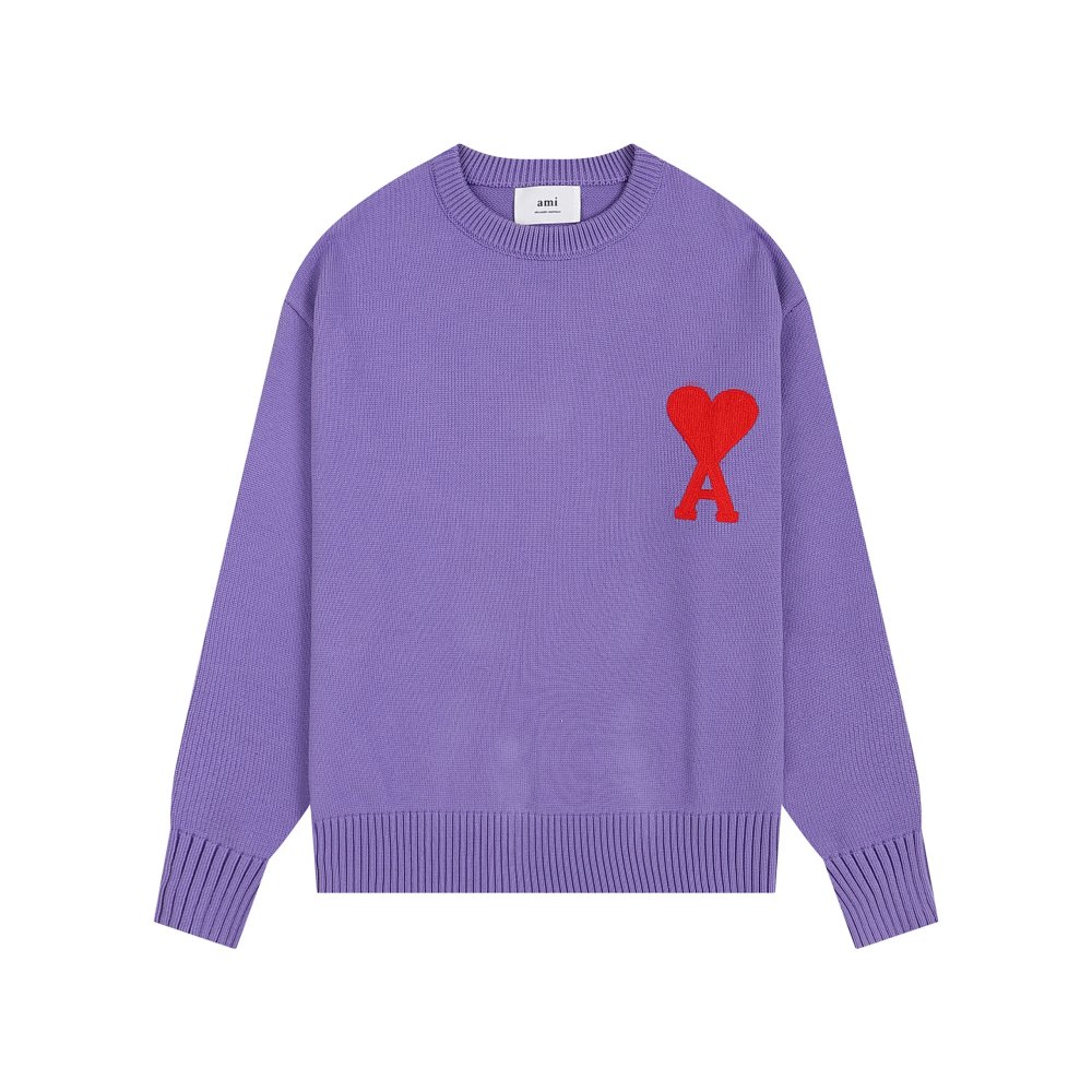 AMI Paris Heart-Logo Crewneck Sweater