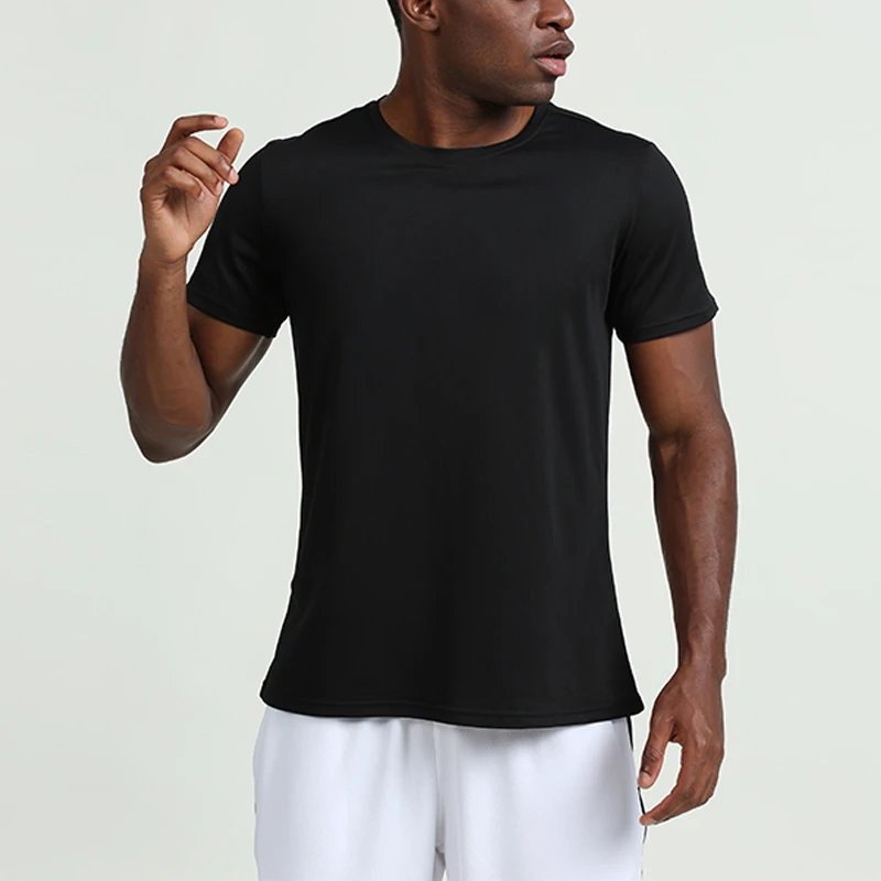 Men's summer new knitted quick drying training slim fit fitness short sleeved T-shirt for men