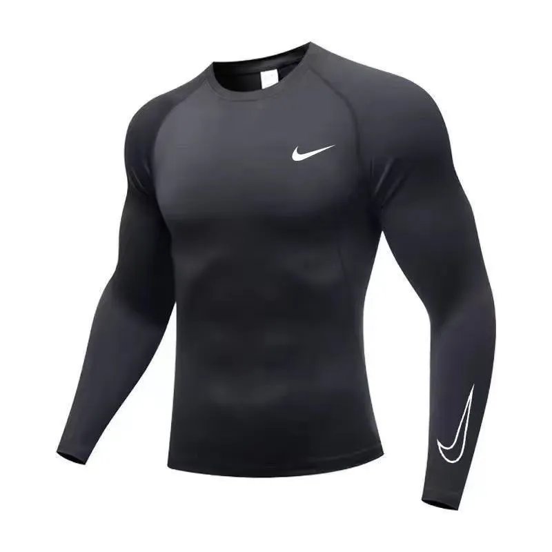 Men's high elastic tights long-sleeved sports running training underwear fitness basketball track and field fishing sun clothes