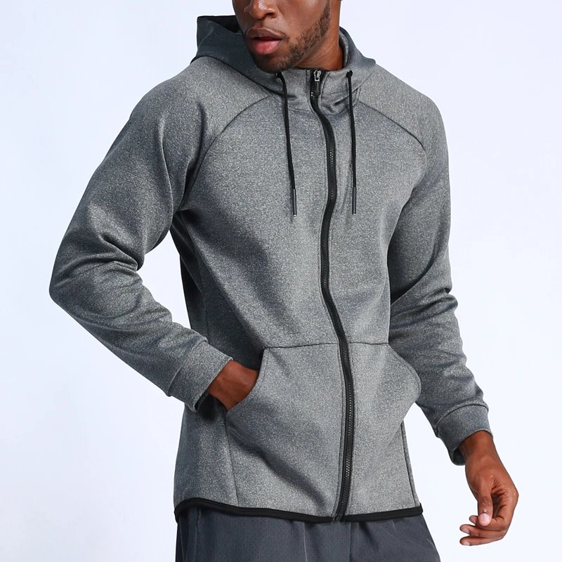 Men's Classic Knit Quick-Dry Stretch Slim Fit Hooded Long Sleeve Workout Jacket