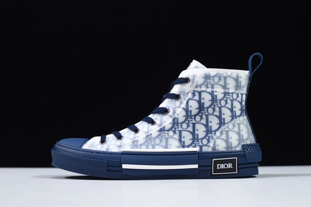 White, blue and gray high-top