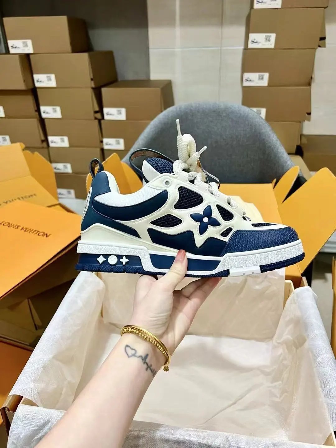 blue and white