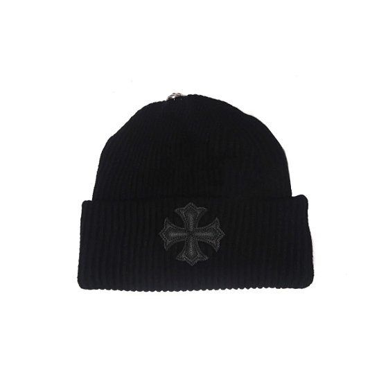 CHEmbroidered patchwork leather and suede dark-themed knitted woolen cap, cold-weather cap, snow ca