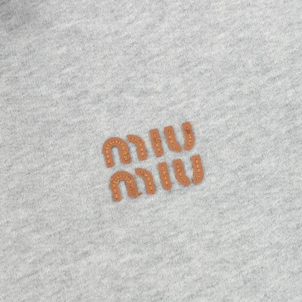 Miu Miu Logo-Embroidered Gray Zip-Up Jacket - 19