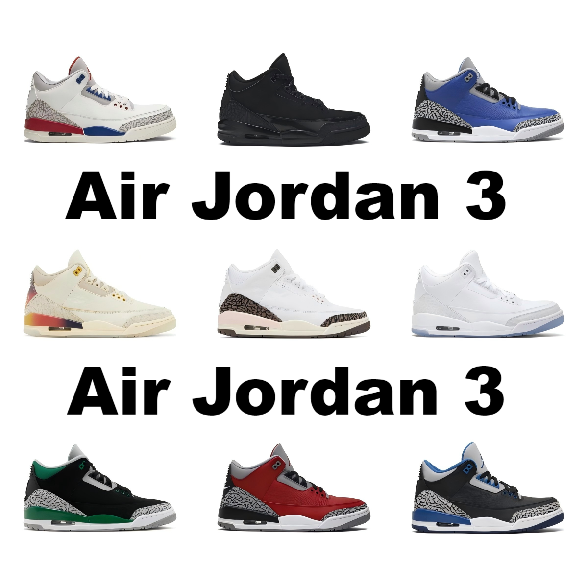 Air Jordan 3 Retro Sneakers Collection - 134251