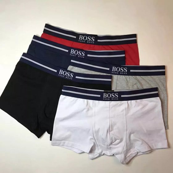 Short Leg style BOS Big letters boxers Underwear High end men's cotton embroidered boxer underwear exported to Europe