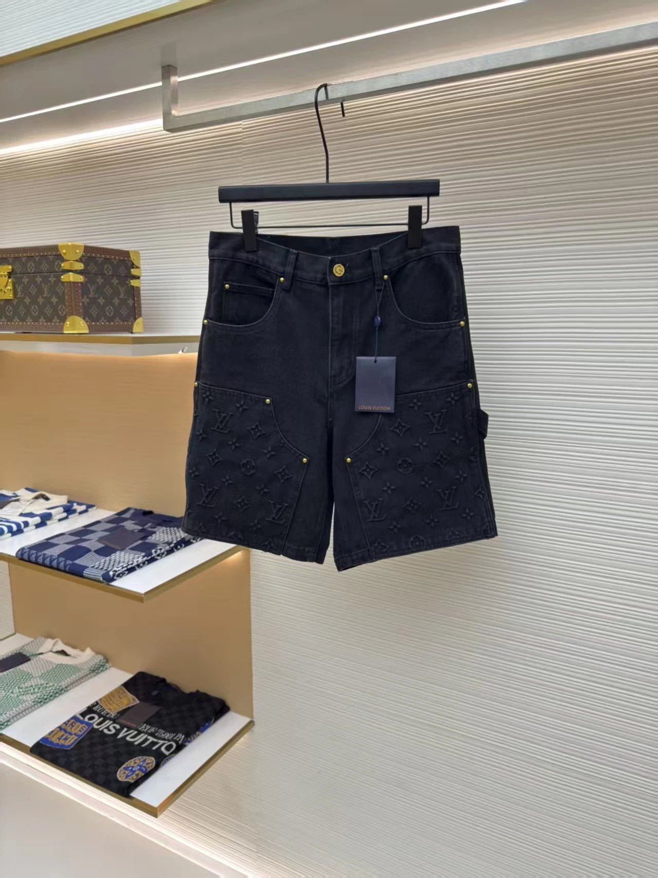 Louis Vuitton Monogram Embossed Denim Cargo Shorts