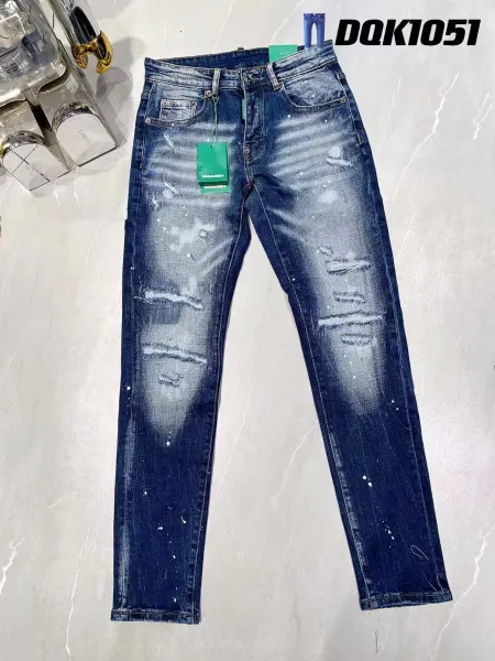 Dsquared2 Paint-Splatter Distressed Slim Fit Jeans Blue - 1