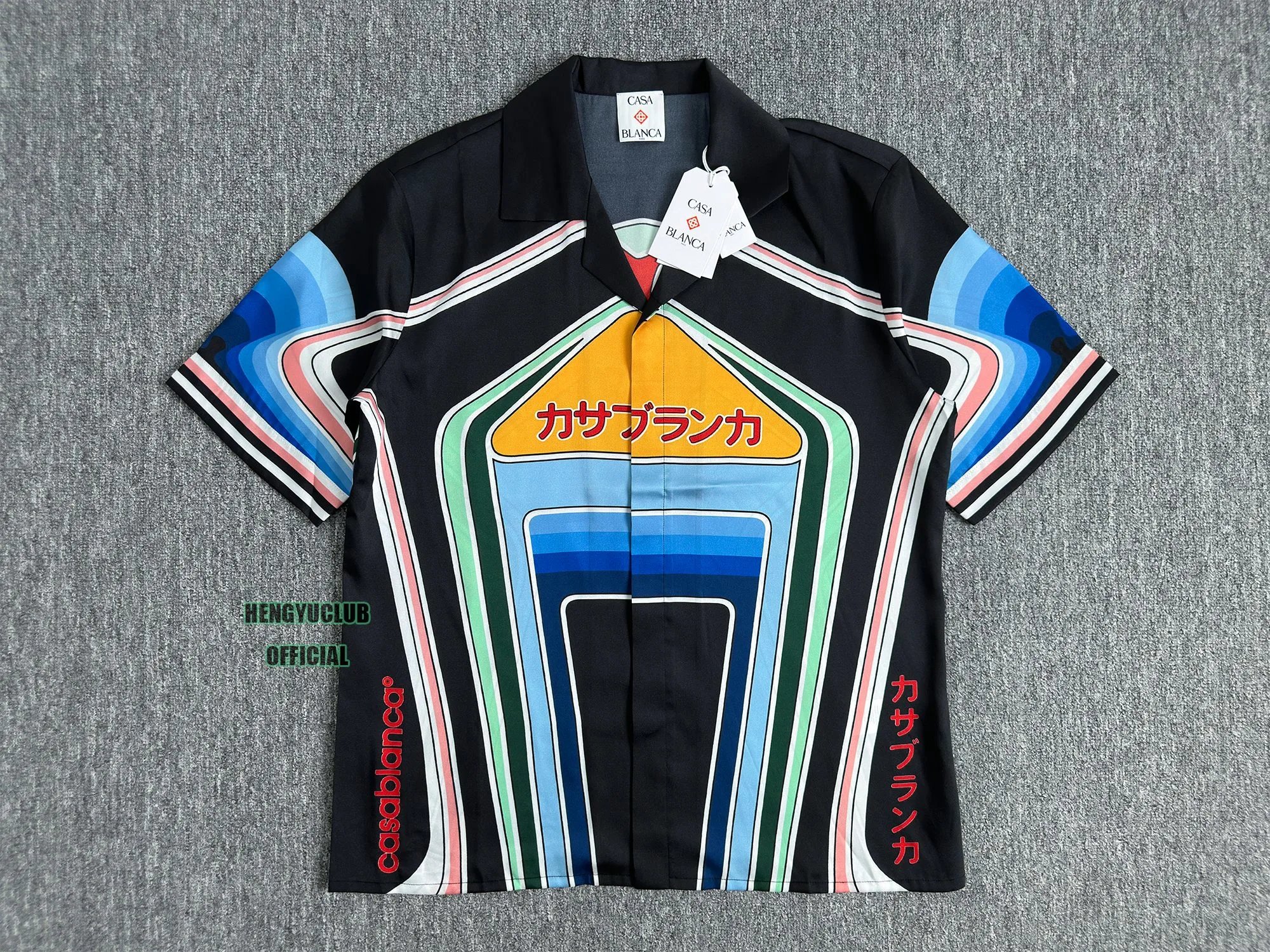 Casablanca Black Short-Sleeve Button-Up Shirt