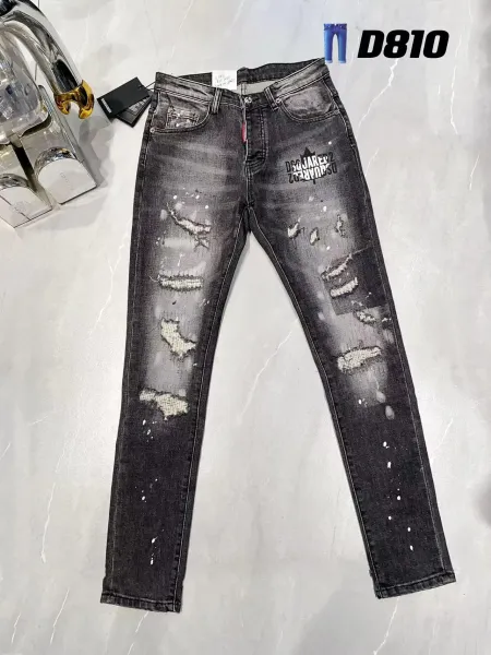 Dsquared2 Distressed Logo Print Black Denim Jeans - 1