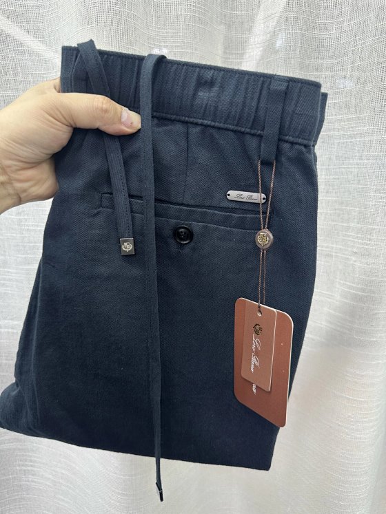 2026 Spring/Summer Lightweight LP Casual Pants for Men Elastic Waist Sweatpants Linen Fabric Slim Straight Leg Old Money Style Trousers