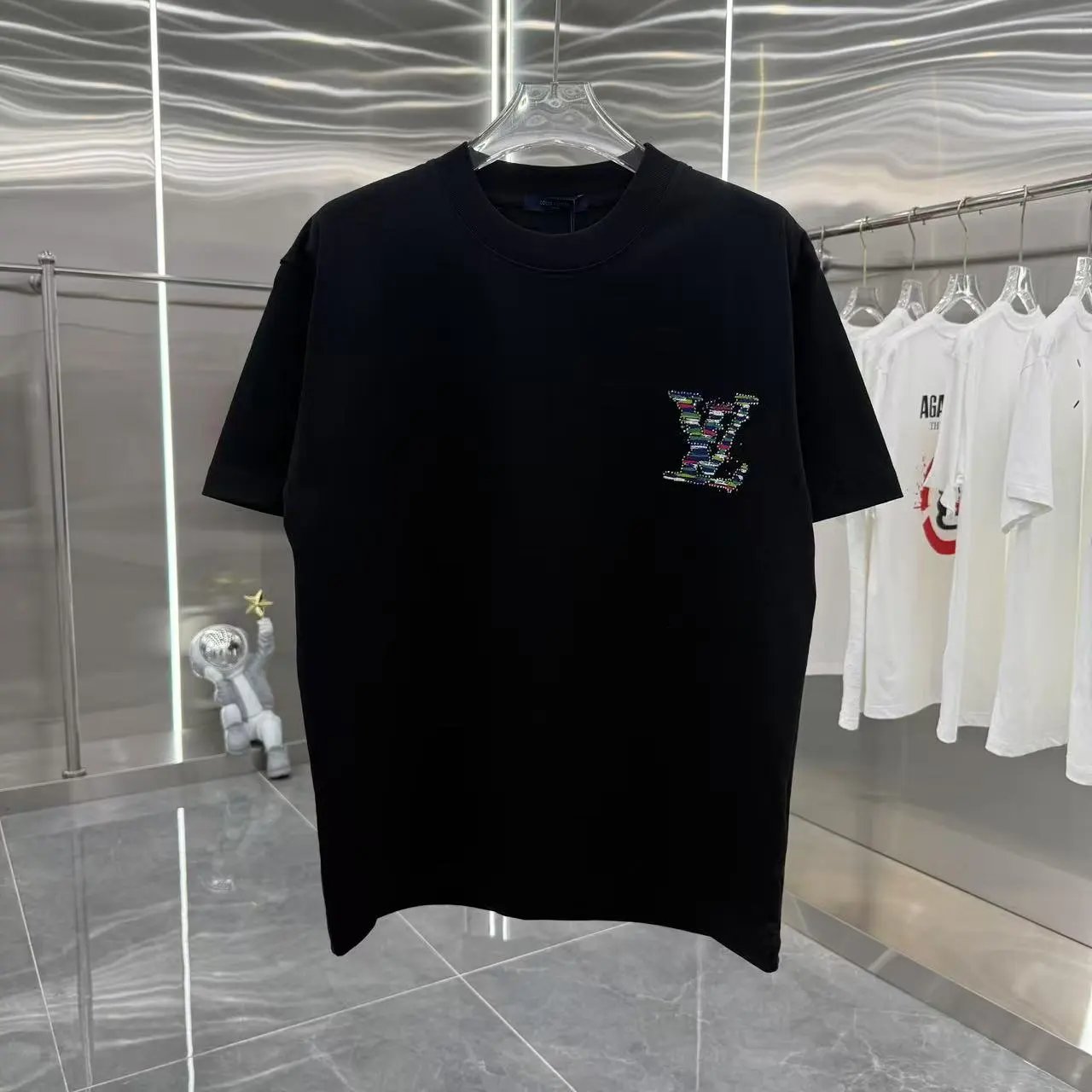 Unisex loose-fitting round-neck short-sleeved shirt