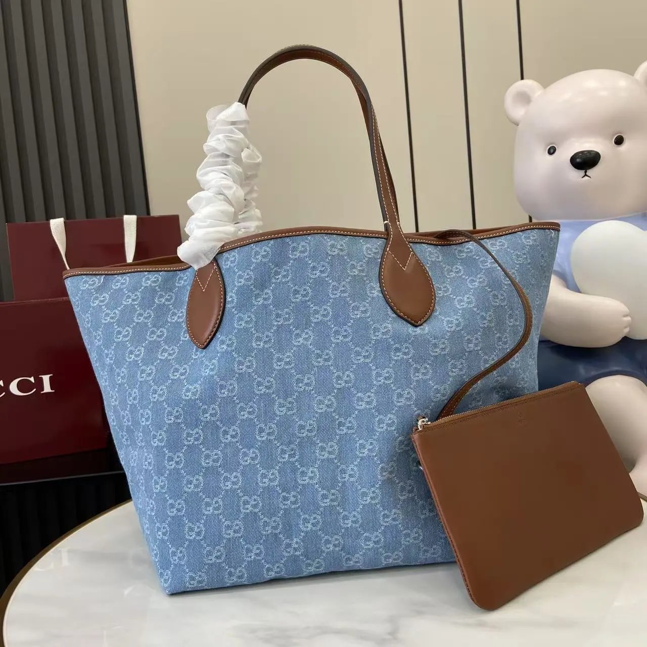 G Denim tote bag