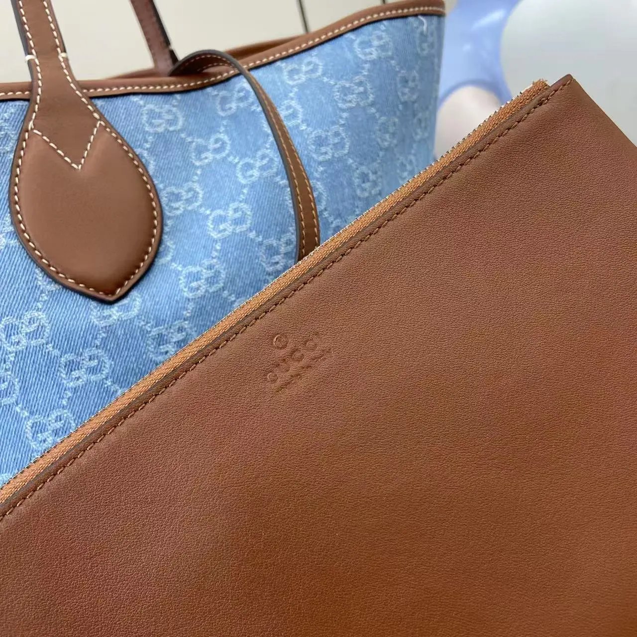 G Denim tote bag