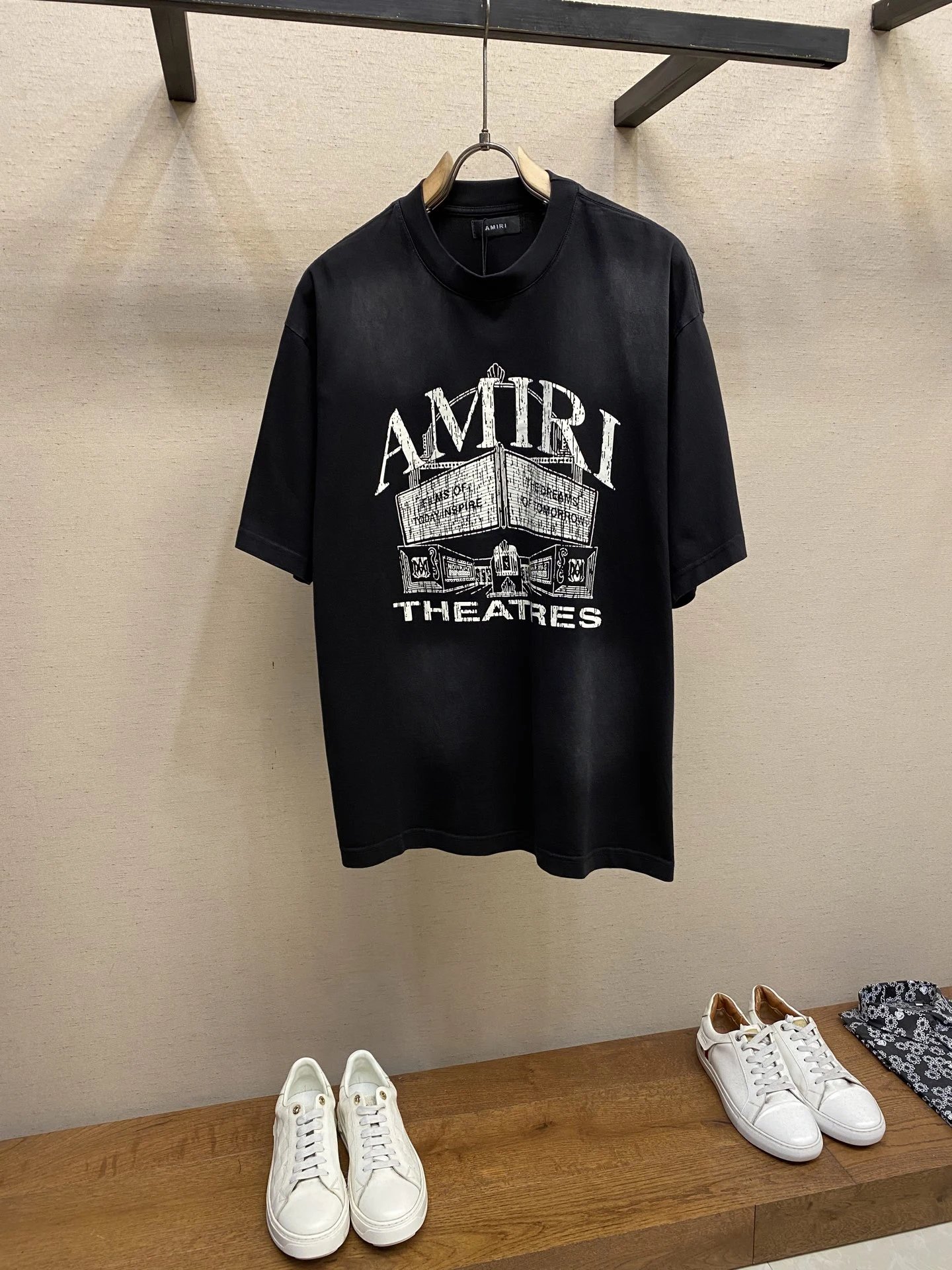 New heavy washed and distressed pure cotton round neck short sleeves