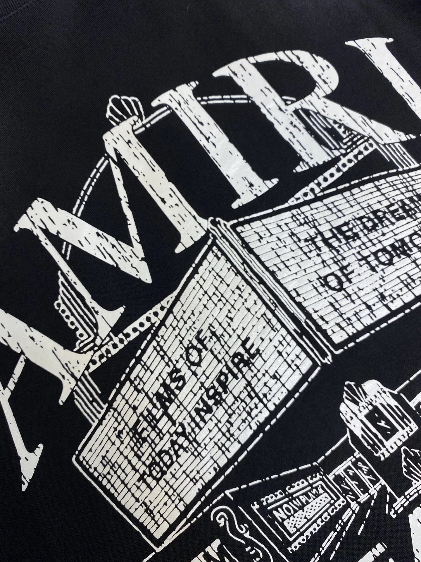 New heavy washed and distressed pure cotton round neck short sleeves