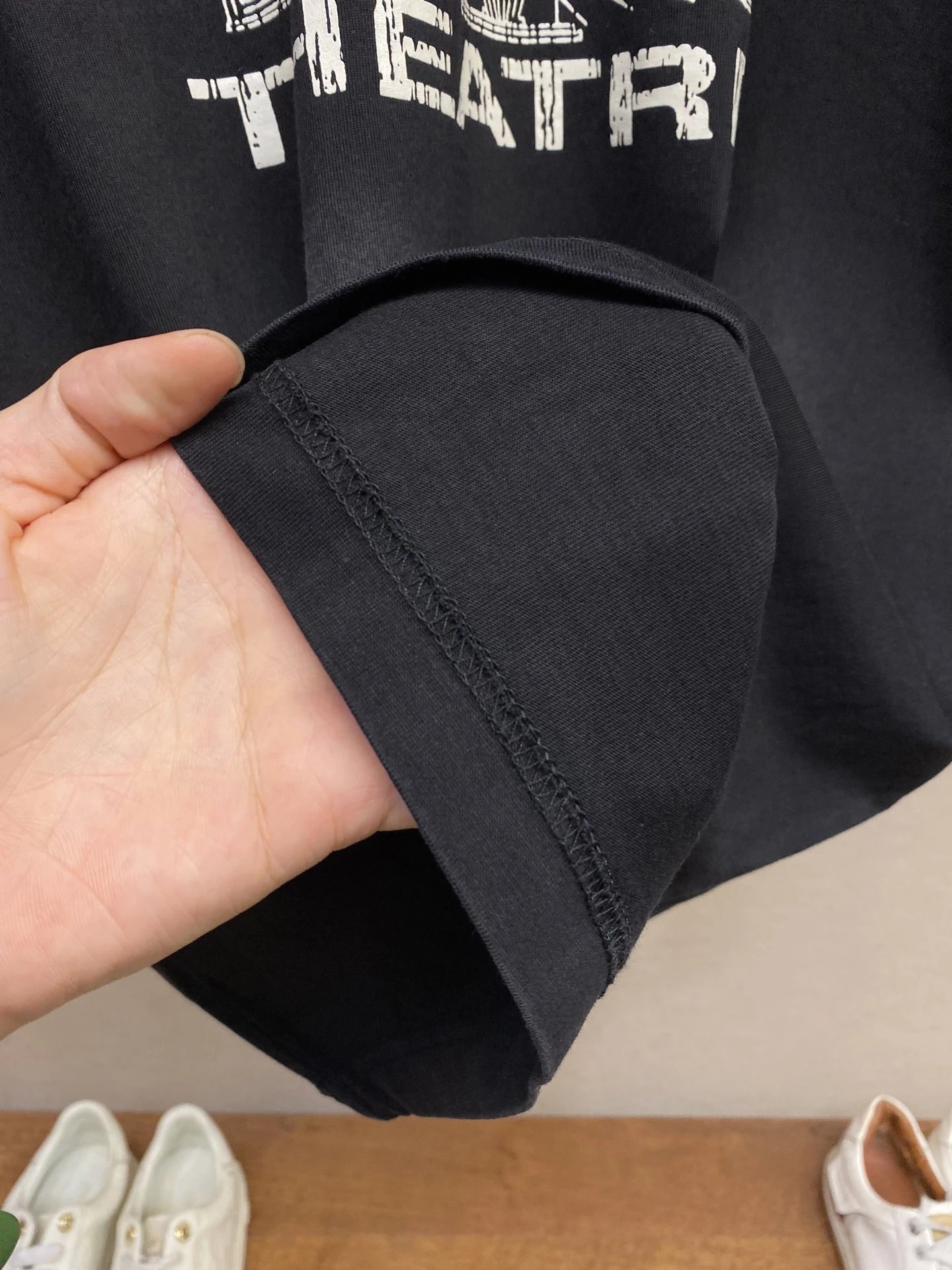 New heavy washed and distressed pure cotton round neck short sleeves