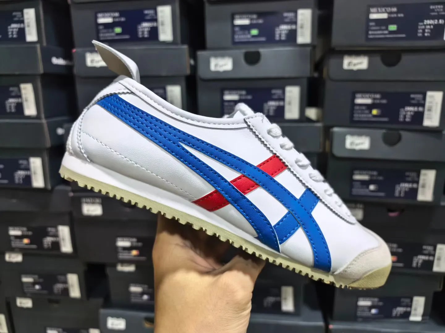 White & Navy Blue