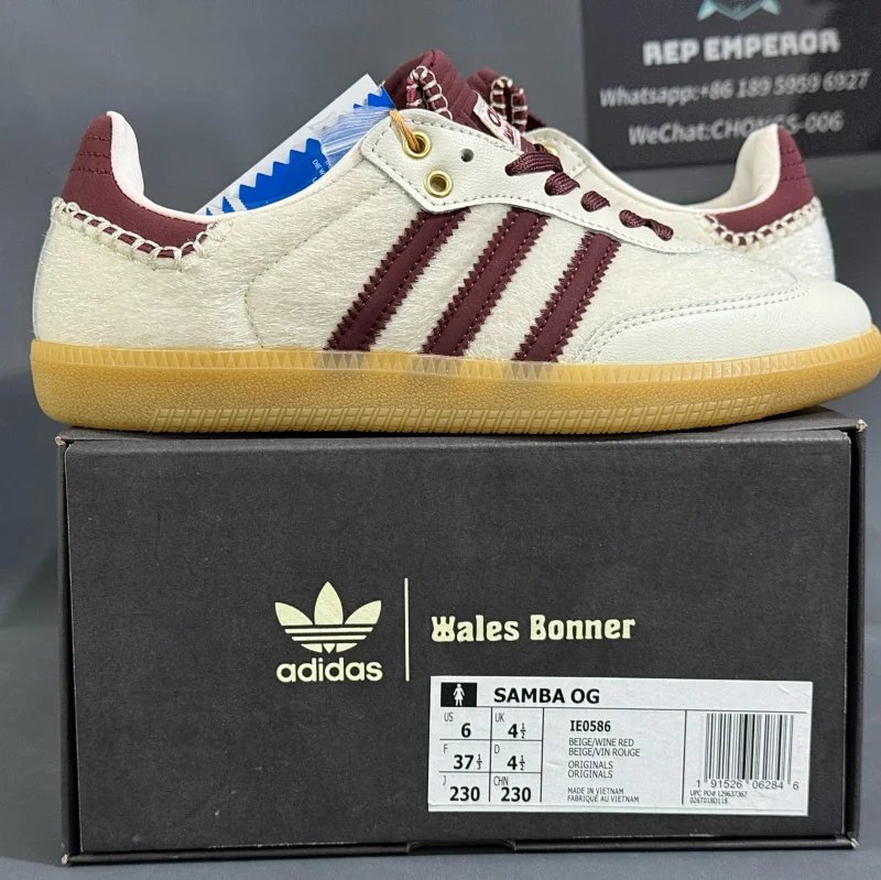 adidas Samba OG Wales Bonner Beige Wine Red IE0586