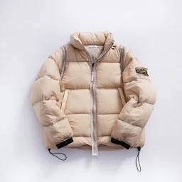 thumbnail for Stone Island 06 vintage down jacket with fishing net epaulets embroidered down jacket A