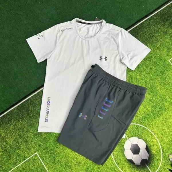 Under Armour UA-Spec Performance T-Shirt and Reflective Logo Shorts Set Activewear - 1