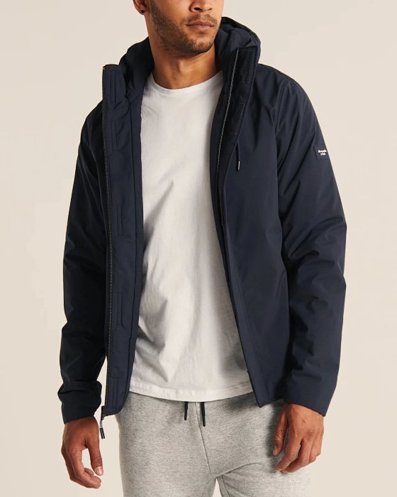 Abercrombie&Fitch AF thin trench coat, traveler hooded jacket, men's windbreaker, cotton jacket, comfortable and soft clothing arrangement, lightweight cotton jacket