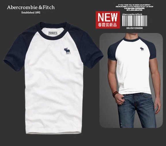 AF men's round neck base shirt short sleeved T-shirt with exquisite embroidery pattern, available in multiple colors