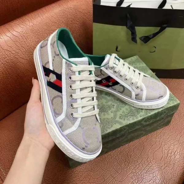 Gucci Rhyton Mesh Sneakers Beige Green Red White Sneakers - 1