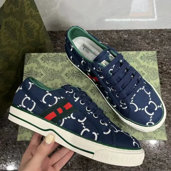 Gucci Tennis 1977 GG Canvas Sneakers Navy - 1