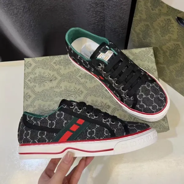 Gucci Ace GG Denim Sneakers Black Red Green - 1